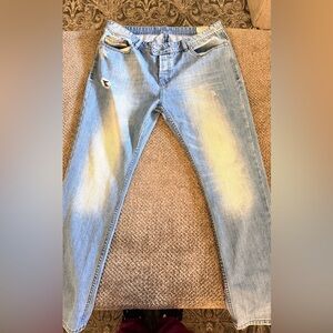 Diesel Men's Light Blue Distressed zipper pocket Jeans